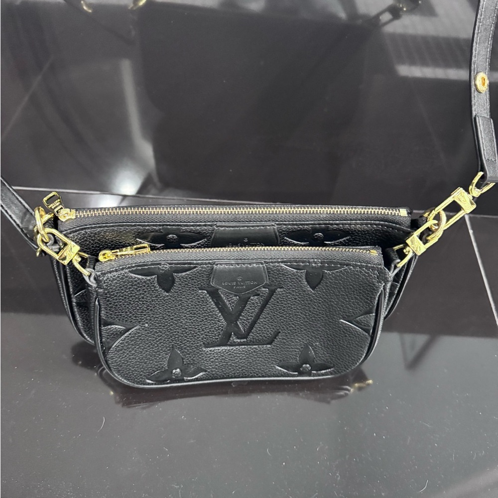 Black Crossbody Bag Gold Chain Strap Faux Leather | - Picture 5 of 9